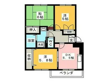 ユートピア正木(3DK/1階)の間取り写真