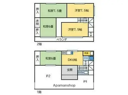 東海道・山陽新幹線 岐阜羽島駅 徒歩55分 2階建 築63年(5DK)の間取り写真