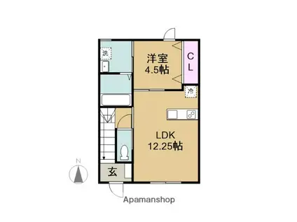 GRANDIR(1LDK/2階)の間取り写真