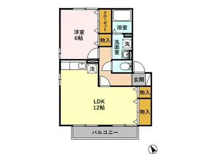 GREEN GARDEN LUPINA(1LDK/2階)の間取り写真