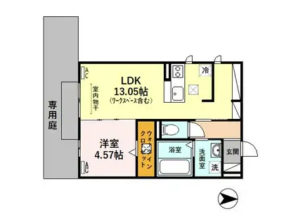 PRESHIA(1LDK/1階)の間取り写真