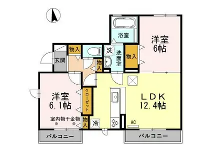 CASA FELICE B(2LDK/1階)の間取り写真