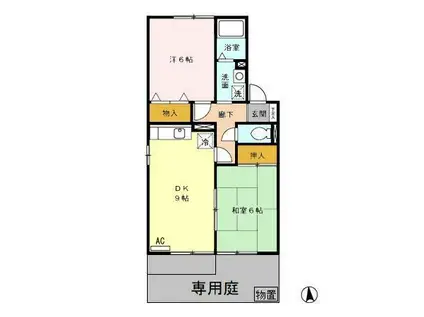 プラムコート B(2DK/1階)の間取り写真