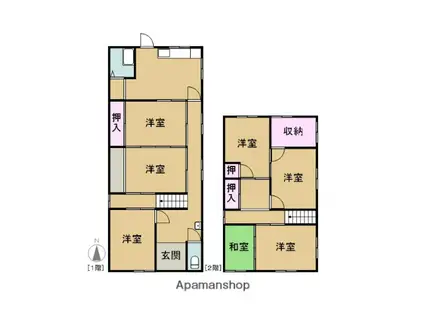 名鉄竹鼻・羽島線 不破一色駅 徒歩5分 2階建 築41年(7DK)の間取り写真