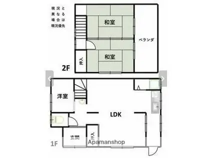 名鉄竹鼻・羽島線 羽島市役所前駅 徒歩5分 2階建 築54年(3LDK)の間取り写真