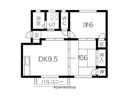 ハイツラック(2DK/2階)の間取り写真