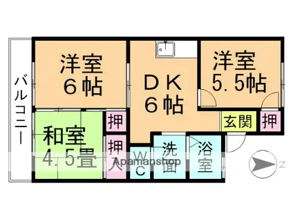 カサベルデⅠ(3DK/2階)の間取り写真