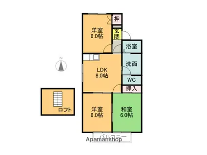 ラポールおおい(3DK/2階)の間取り写真