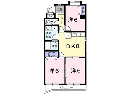 ソシエ221(3DK/4階)の間取り写真