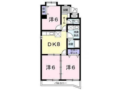 ソシエ221(3DK/4階)の間取り写真