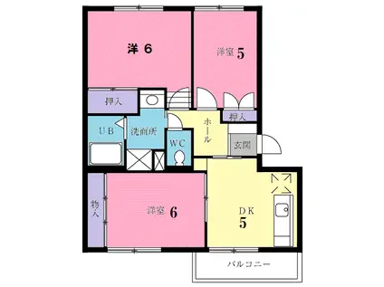 グランデージ堀(3DK/2階)の間取り写真