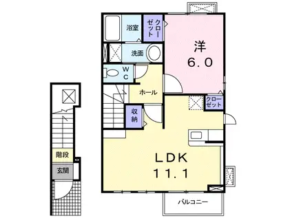 PLACE MOAT Ⅰ(1LDK/2階)の間取り写真