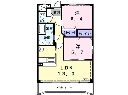 グランシエル(2LDK/2階)の間取り写真