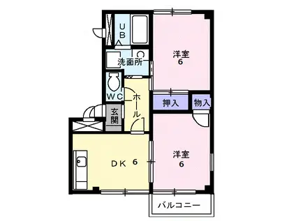 B2ハウス A(2DK/2階)の間取り写真
