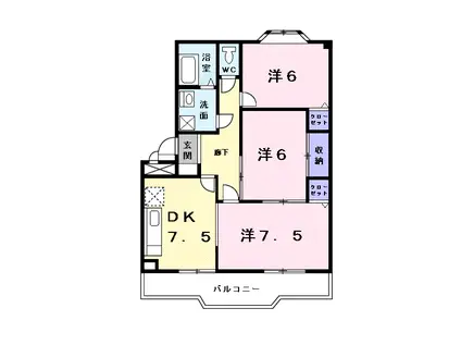 エクセル則武(3DK/2階)の間取り写真