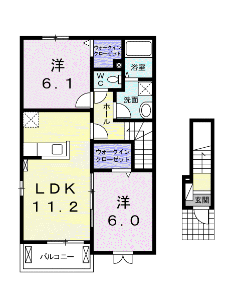 サンブライトⅠ(2LDK/2階)の間取り写真
