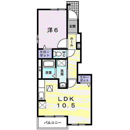 ラフィネ Ⅰ(1LDK/1階)の間取り写真