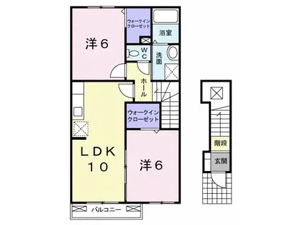 フォレストPARK A(2LDK/2階)の間取り写真