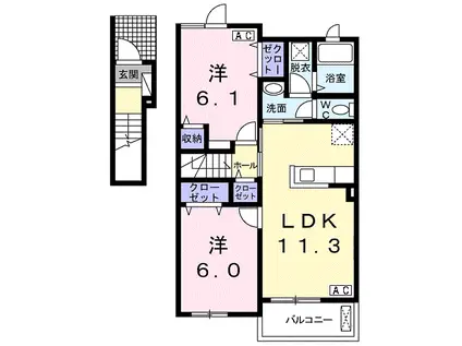 サンハイツ小城(2LDK/2階)の間取り写真