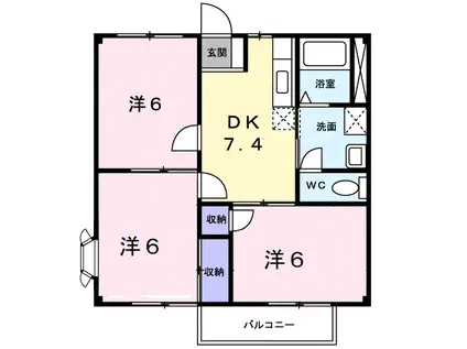 サンハイツハヤシⅡ(3DK/2階)の間取り写真