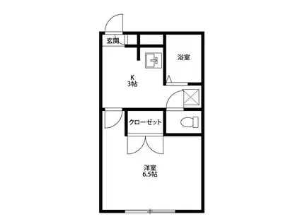 アンプルールブワK・K(1K/1階)の間取り写真
