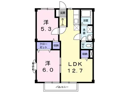 グリーンハイツモリNO.2(2LDK/1階)の間取り写真