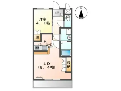 スプリングデザイアー(1LDK/2階)の間取り写真