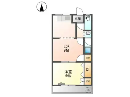フラワーポリス咲(1LDK/2階)の間取り写真