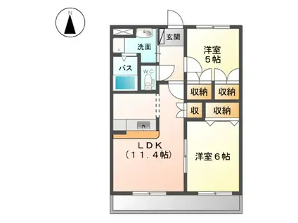 SUNNYCOURT城東(2LDK/2階)の間取り写真