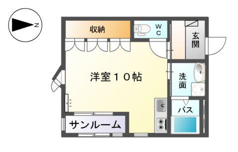 イーストサイド Ⅲ(ワンルーム/1階)の間取り写真