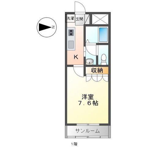 アグレストⅡ(1K/1階)の間取り写真