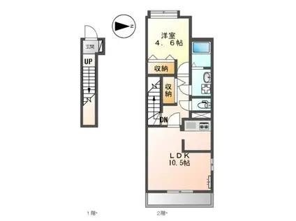REA信(1LDK/2階)の間取り写真