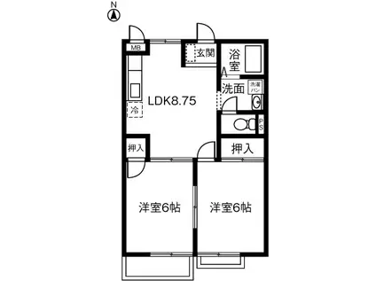 KS HOUSE B棟(2LDK/2階)の間取り写真
