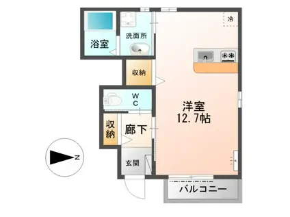 フルール・ド・リス(ワンルーム/1階)の間取り写真