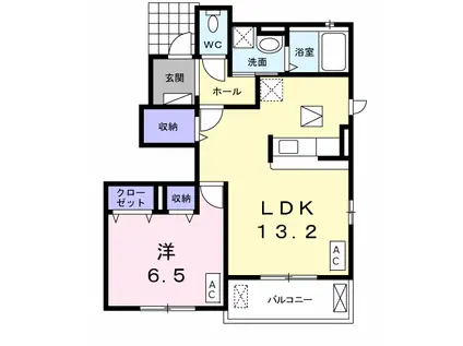 ネオ ブライト(1LDK/1階)の間取り写真