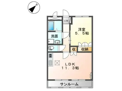 パーシモンあさぎ(1LDK/1階)の間取り写真
