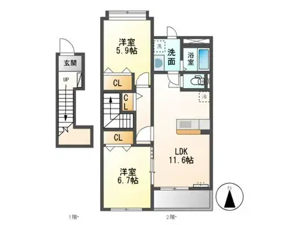 ベストハイツ(2LDK/2階)の間取り写真