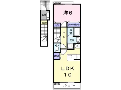クレスト(1LDK/2階)の間取り写真