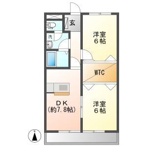 グリーントマト(2DK/2階)の間取り写真