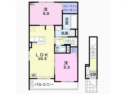 GRACE B(2LDK/2階)の間取り写真