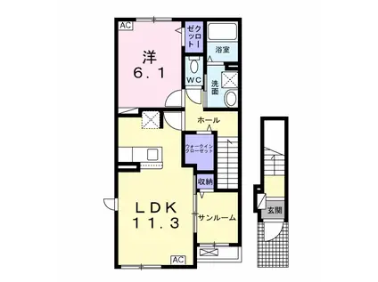 アンベリールA(1LDK/2階)の間取り写真