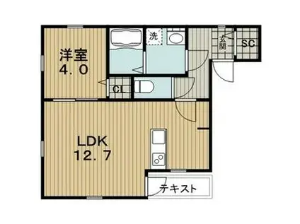 AZUR美園(1LDK/1階)の間取り写真
