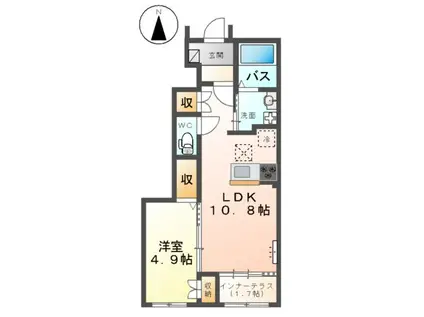 BLUE ROSE (1LDK/1階)の間取り写真