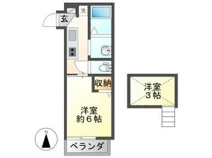 FIORE GIRASOLE(1K/2階)の間取り写真