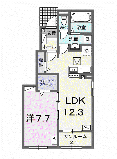 アルドーレⅡ(1LDK/1階)の間取り写真