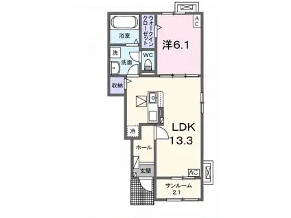 ベルファミーユ Ⅶ(1LDK/1階)の間取り写真