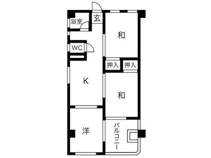 アヴィオン岐阜(2LDK/2階)の間取り写真