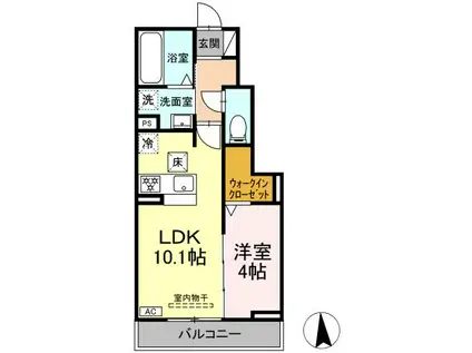 EL VIENTO(1LDK/1階)の間取り写真