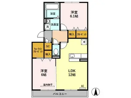 グレイスSE(2LDK/3階)の間取り写真