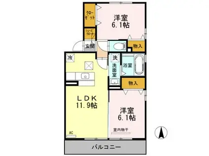 メゾン・ド・ラ・フェルテ(2LDK/1階)の間取り写真